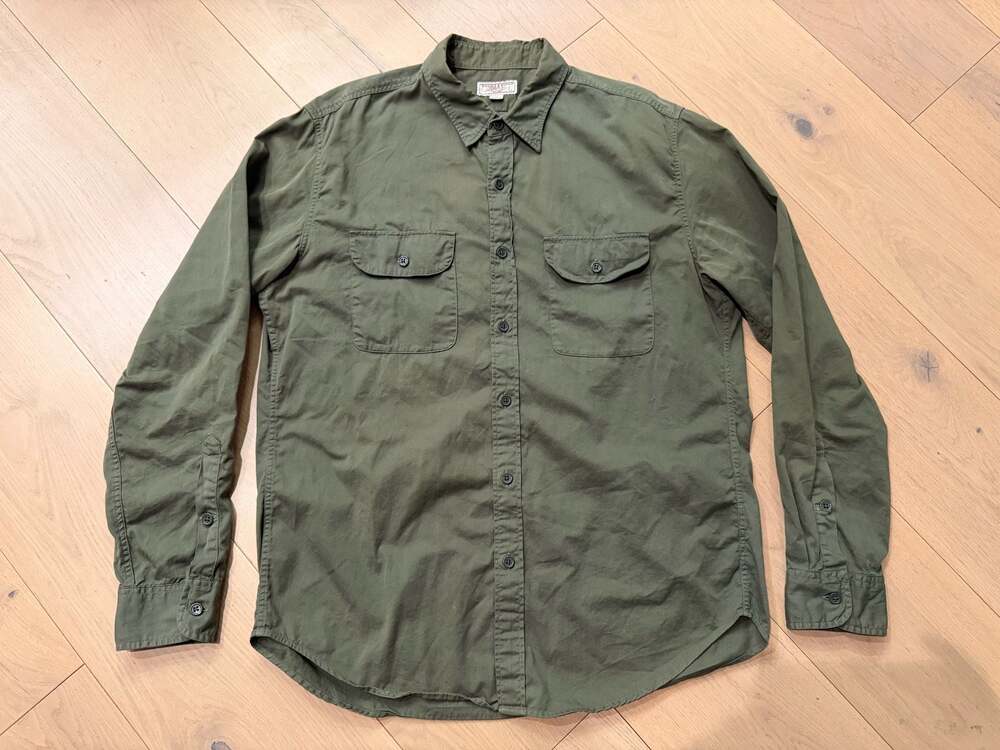 Wallace & Barnes J.Crew Utility Work Shirt Olive Green Cotton